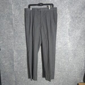 Pierre Cardin Dress Pants Mens 34x32 Grey Pinstripe Pleated Front Wool Slack